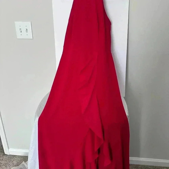 WOOSEA Women's High Neck Split Bodycon Mermaid Evening Cocktail Long Dress. - Picture 3 of 5